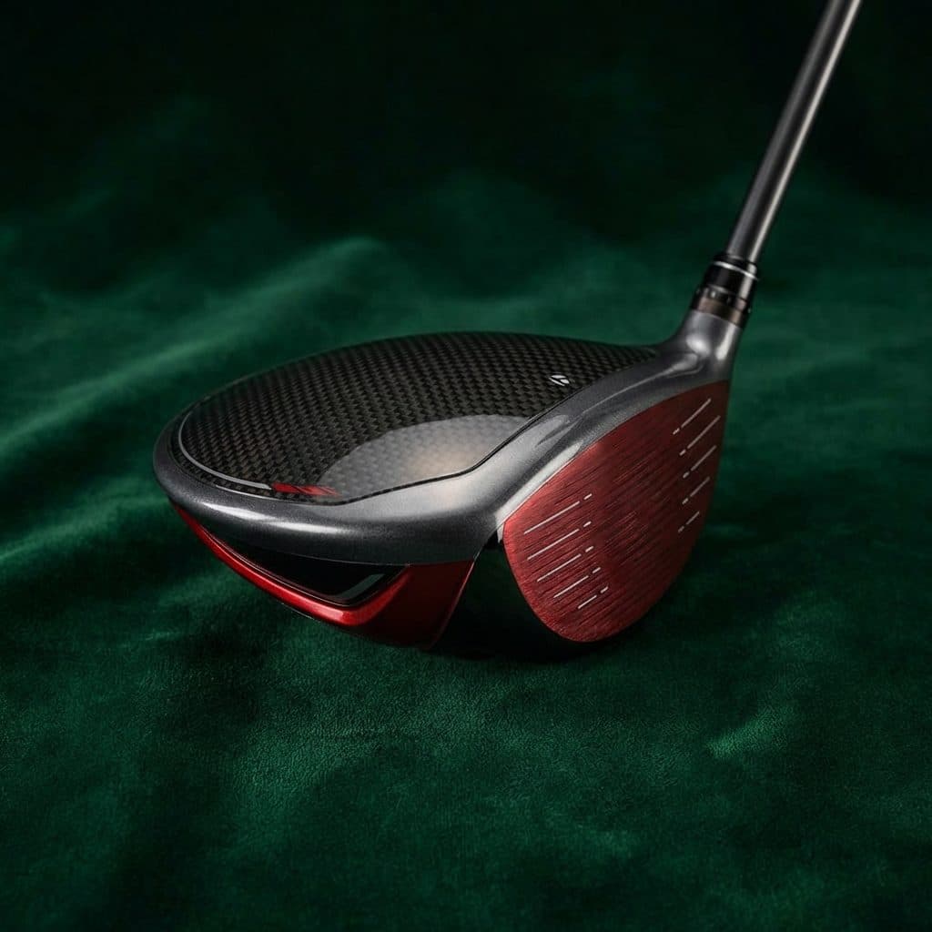 Premium golf driver on a dark green background, a GolfDuel prize