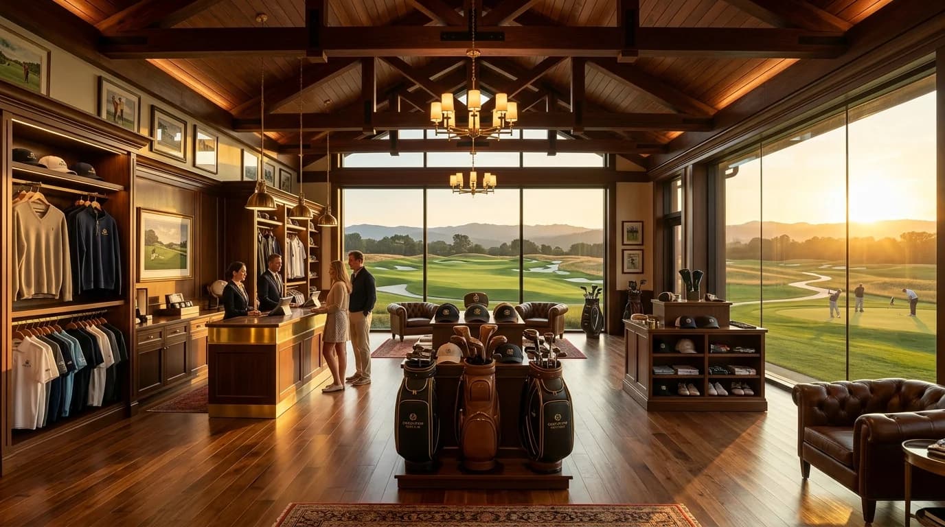Pro shop counter staff checking in golfers with ease